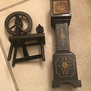 Antique doll house furniture and cast iron miniatures set.